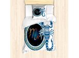 Abakuhaus Segno Zodiacale Scorpione Set Copripiumino Per Letti Singoli, Cerchio, Antiacaro, Adatto A Chi Soffre Di Allergie, Con Federa, 135 Cm X 200 Cm - 80 X 80 Cm, Blu Indaco Marrone Chiaro