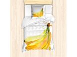 Abakuhaus Set Copripiumino Per Letto Singolo, Tropical Illustration, Antiacaro, Adatto A Chi Soffre Di Allergie, Con Federa, 135 Cm X 200 Cm - 80 X 80 Cm, Giallo-Nero-Verde