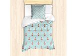 Abakuhaus Set Copripiumino Per Letti Singoli, Strisce Pastello Naval, Antiacaro, Adatto A Chi Soffre Di Allergie, Con Federa, 135 Cm X 200 Cm - 80 X 80 Cm, Vermiglio Turchese
