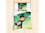 Abakuhaus Set Copripiumino Fantasia Per Letti Singoli, MäRchen Nanny London, Antiacaro, Adatto A Chi Soffre Di Allergie, Con Federa, 135 Cm X 200 Cm - 80 X 80 Cm, Multicolore