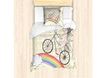 Abakuhaus Set Copripiumino Unicorn Party Per Letti Singoli, Arcobaleno-Animali, Antiacaro, Adatto A Chi Soffre Di Allergie, Con Federa, 135 Cm X 200 Cm - 80 X 80 Cm, Multicolore