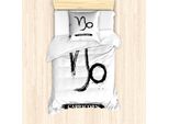 Abakuhaus Segno Zodiacale Capricorno Set Copripiumino Per Letti Singoli, Inchiostro, Antiacaro, Adatto A Chi Soffre Di Allergie, Con Federa, 135 Cm X 200 Cm - 80 X 80 Cm, Bianco E Nero