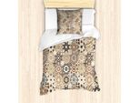 Abakuhaus Set Copripiumino Orientale Per Letti Singoli, Stile Retrò Ottagonale, Antiacaro, Adatto A Chi Soffre Di Allergie, Con Federa, 135 Cm X 200 Cm - 80 X 80 Cm, Marrone Scuro Marrone Chiaro
