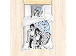Abakuhaus Segno Zodiacale Gemelli Set Copripiumino Per Letti Singoli, Angelo Gemelli Arpa, Antiacaro, Adatto A Chi Soffre Di Allergie, Con Federa, 135 Cm X 200 Cm - 80 X 80 Cm, Azzurro Pallido Bianco