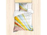 Abakuhaus Set Copripiumino Rainbow Per Letti Singoli, Strisce Curve, Antiacaro, Adatto A Chi Soffre Di Allergie, Con Federa, 135 Cm X 200 Cm - 80 X 80 Cm, Multicolore