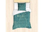 Set Copripiumino Abakuhaus Per Letti Singoli, Motivo Floreale Nostalgico, Antiacaro, Adatto A Chi Soffre Di Allergie, Con Federa, 135 Cm X 200 Cm - 80 X 80 Cm, Verde Acqua E Avorio