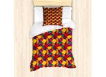 Abakuhaus Set Copripiumino Colorato Per Letti Singoli, Vivid Mosaic E Onde, Antiacaro, Adatto A Chi Soffre Di Allergie, Con Federa, 135 Cm X 200 Cm - 80 X 80 Cm, Multicolore