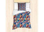 Abakuhaus Set Copripiumino Colorato Per Letti Singoli, Disegno Diagonal Shapes, Antiacaro, Adatto A Chi Soffre Di Allergie, Con Federa, 135 Cm X 200 Cm - 80 X 80 Cm, Multicolore