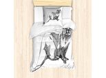 Abakuhaus Set Copripiumino Bianco E Nero Per Letti Singoli, Sketch Otter, Antiacaro, Adatto A Chi Soffre Di Allergie, Con Federa, 135 Cm X 200 Cm - 80 X 80 Cm, Bianco E Nero