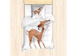 Abakuhaus Set Copripiumino Per Letto Singolo, Cervo Giovane E Farfalla, Antiacaro, Adatto A Chi Soffre Di Allergie, Con Federa, 135 Cm X 200 Cm - 80 X 80 Cm, Pale Caramel Coconut