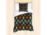 Set Copripiumino Plaid Abakuhaus Per Letti Singoli, Tartan Geometrico Moderno, Antiacaro, Adatto A Chi Soffre Di Allergie, Con Federa, 135 Cm X 200 Cm - 80 X 80 Cm, Multicolore
