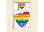 Abakuhaus Set Copripiumino Rainbow Per Letti Singoli, Lgbti Valentine, Antiacaro, Adatto A Chi Soffre Di Allergie, Con Federa, 135 Cm X 200 Cm - 80 X 80 Cm, Multicolore