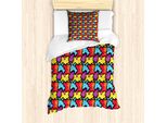 Abakuhaus Set Copripiumino Colorato Per Letti Singoli, Composizione Graffiti, Antiacaro, Adatto A Chi Soffre Di Allergie, Con Federa, 135 Cm X 200 Cm - 80 X 80 Cm, Multicolore