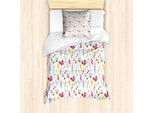 Abakuhaus Set Copripiumino Per Letto Singolo, Fiori Estivi Naturali, Antiacaro, Adatto A Chi Soffre Di Allergie, Con Federa, 135 Cm X 200 Cm - 80 X 80 Cm, Multicolore