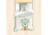 Abakuhaus Set Copripiumino Per Letto Singolo, TeddybäR Schlaf, Antiacaro, Adatto A Chi Soffre Di Allergie, Con Federa, 135 Cm X 200 Cm - 80 X 80 Cm, Azzurro Pallido Eggshell