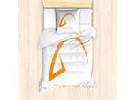 Abakuhaus Segno Zodiacale Capricorno Set Copripiumino Per Letti Singoli, Semplice, Antiacaro, Adatto A Chi Soffre Di Allergie, Con Federa, 135 Cm X 200 Cm - 80 X 80 Cm, Arancione Chiaro E Bianco