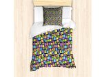 Abakuhaus Set Copripiumino Geometrico Per Letti Singoli, Motivo Retrò, Antiacaro, Adatto A Chi Soffre Di Allergie, Con Federa, 135 Cm X 200 Cm - 80 X 80 Cm, Multicolore