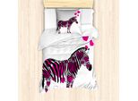 Abakuhaus Set Copripiumino Rosa Zebrato Per Letti Singoli, Animale Romantico, Antiacaro, Adatto A Chi Soffre Di Allergie, Con Federa, 135 Cm X 200 Cm - 80 X 80 Cm, Nero Bianco Rosa