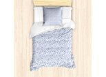 Set Copripiumino Botanico Abakuhaus, Fresco Giardino Primaverile Con Pochi Fiori - Romantico Campo Fiorito, 135 X 200 Cm + 80 X 80 Cm, Viola, Blu E Bianco