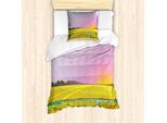 Abakuhaus Set Copripiumino Colorato Per Letti Singoli, Sunset Land Fluss, Antiacaro, Adatto A Chi Soffre Di Allergie, Con Federa, 135 Cm X 200 Cm - 80 X 80 Cm, Multicolore