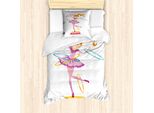 Abakuhaus Set Copripiumino Per Letto Singolo, Ragazze Twirling Hoops, Antiacaro, Adatto A Chi Soffre Di Allergie, Con Federa, 135 Cm X 200 Cm - 80 X 80 Cm, Multicolore