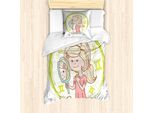 Abakuhaus Segno Zodiacale Gemelli Set Copripiumino Per Letti Singoli, Ragazza Con Specchio, Antiacaro, Adatto A Chi Soffre Di Allergie, Con Federa, 135 Cm X 200 Cm - 80 X 80 Cm, Multicolore