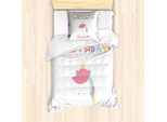 Abakuhaus Set Copripiumino Unicorn Party Per Letti Singoli, Animale Fiabesco, Antiacaro, Adatto A Chi Soffre Di Allergie, Con Federa, 135 Cm X 200 Cm - 80 X 80 Cm, Multicolore
