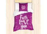 Abakuhaus Hoffen Set Copripiumino Per Letti Singoli, Motivo A Tema Speranza, Antiacaro, Adatto A Chi Soffre Di Allergie, Con Federa, 135 Cm X 200 Cm - 80 X 80 Cm, Viola E Lilla