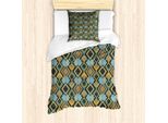 Abakuhaus Set Copripiumino Geometrico Per Letti Singoli, Bullseye Mosaico Moderno, Antiacaro, Adatto A Chi Soffre Di Allergie, Con Federa, 135 Cm X 200 Cm - 80 X 80 Cm, Multicolore
