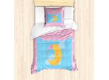 Abakuhaus Set Copripiumino Per Letto Singolo, Finestra Sul Cielo Lunare, Antiacaro, Adatto A Chi Soffre Di Allergie, Con Federa, 135 Cm X 200 Cm - 80 X 80 Cm, Azzurro Pallido Giallo