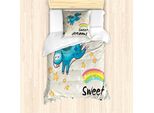 Abakuhaus Set Copripiumino Per Letto Singolo, Unicorno Arcobaleno, Antiacaro, Adatto A Chi Soffre Di Allergie, Con Federa, 135 Cm X 200 Cm - 80 X 80 Cm, Multicolore