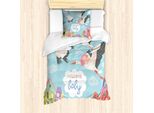 Abakuhaus Set Copripiumino Per Lettini Singoli, Cartoon Storks, Antiacaro, Adatto A Chi Soffre Di Allergie, Con Federa, 135 Cm X 200 Cm - 80 X 80 Cm, Multicolore