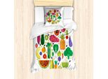 Set Copripiumino Abakuhaus Per Letti Singoli, Yummy Food Circle, Antiacaro, Adatto A Chi Soffre Di Allergie, Con Federa, 135 Cm X 200 Cm - 80 X 80 Cm, Multicolore