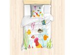Abakuhaus Set Copripiumino Per Letto Singolo, Cartoon Underwater Coral, Antiacaro E Anallergico Con Federa, 135 Cm X 200 Cm - 80 X 80 Cm, Multicolore