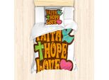 Abakuhaus Hoffen Set Copripiumino Per Letti Singoli, Scritte Grunge Faith Hope, Antiacaro, Adatto A Chi Soffre Di Allergie, Con Federa, 135 Cm X 200 Cm - 80 X 80 Cm, Multicolore