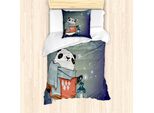 Abakuhaus Set Copripiumino Per Letto Singolo, Panda Bear Winter Night, Antiacaro, Adatto A Chi Soffre Di Allergie, Con Federa, 135 Cm X 200 Cm - 80 X 80 Cm, Multicolore