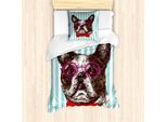 Abakuhaus Set Copripiumino Tedesco Per Letti Singoli, Pop Art Bulldog Sketch, Antiacaro, Adatto A Chi Soffre Di Allergie, Con Federa, 135 Cm X 200 Cm - 80 X 80 Cm, Multicolore