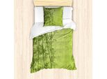 Abakuhaus Set Copripiumino Esotico, Foresta Tropicale, Foresta Pluviale, Giungla, Paradiso, Ecologia, Feng Shui, Spa, 135 X 200 Cm + 80 X 80 Cm, Verde Felce