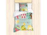 Abakuhaus Set Copripiumino Pasquale, Uova Di Pasqua Con Motivi Floreali A Zig Zag E Pois Colorati, 135 X 200 Cm + 80 X 80 Cm, Multicolore