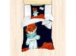 Abakuhaus Set Copripiumino Per Letti Singoli, Fox Kosmonaut Raum, Antiacaro, Adatto A Chi Soffre Di Allergie, Con Federa, 135 Cm X 200 Cm - 80 X 80 Cm, Multicolore