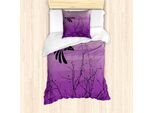 Abakuhaus Set Copripiumino Per Letto Singolo, Silhouette Di Bucero, Antiacaro, Adatto A Chi Soffre Di Allergie, Con Federa, 135 Cm X 200 Cm - 80 X 80 Cm, Viola Nero