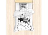 Abakuhaus Set Copripiumino Per Letto Singolo, Tema Compleanno, Antiacaro, Adatto A Chi Soffre Di Allergie, Con Federa, 135 Cm X 200 Cm - 80 X 80 Cm, Bianco E Nero