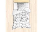 Set Copripiumino Abakuhaus Hipster Per Letti Singoli, Igiene Orale, Antiacaro, Adatto A Chi Soffre Di Allergie, Con Federa, 135 Cm X 200 Cm - 80 X 80 Cm, Bianco E Nero