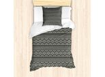 Abakuhaus Sud-Ovest Set Copripiumino Per Letti Singoli, Geometrico, Antiacaro, Adatto A Chi Soffre Di Allergie, Con Federa, 135 Cm X 200 Cm - 80 X 80 Cm, Nero E Guscio D'uovo