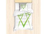 Abakuhaus Segno Zodiacale Gemelli Set Copripiumino Per Letti Singoli, Verde Simplistic, Antiacaro, Adatto A Chi Soffre Di Allergie, Con Federa, 135 Cm X 200 Cm - 80 X 80 Cm, Verde Chiaro E Bianco