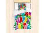 Abakuhaus Set Copripiumino Pasquale Per Letti Singoli, Uova Decorative Cartoon, Antiacaro, Adatto A Chi Soffre Di Allergie, Con Federa, 135 Cm X 200 Cm - 80 X 80 Cm, Multicolore