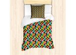 Abakuhaus Set Copripiumino Tropicale Per Letti Singoli, Foglie Di Banano Colorate, Antiacaro, Adatto A Chi Soffre Di Allergie, Con Federa, 135 Cm X 200 Cm - 80 X 80 Cm, Multicolore