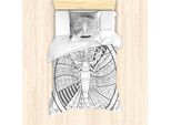 Abakuhaus Segno Zodiacale Scorpione Set Copripiumino Per Letti Singoli, Stile Tatuaggio Rotondo, Antiacaro, Adatto A Chi Soffre Di Allergie, Con Federa, 135 Cm X 200 Cm - 80 X 80 Cm, Bianco E Nero