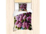 Abakuhaus Set Copripiumino Per Letto Singolo, Bouquet Di Fiori Viola, Antiacaro, Adatto A Chi Soffre Di Allergie, Con Federa, 135 Cm X 200 Cm - 80 X 80 Cm, Multicolore