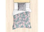Abakuhaus Set Copripiumino Per Letti Singoli, Fogliame Romantico Color Pastello, Antiacaro, Adatto A Chi Soffre Di Allergie, Con Federa, 135 Cm X 200 Cm - 80 X 80 Cm, Rosa Baby-Ardesia-Blu